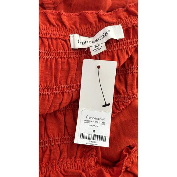 Francescas Womens Rachael Ruffle Hem Jumpsuit Long Sleeve Size Medium Orange NWT - Picture 10 of 10